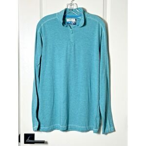 Magellan Outdoors Mens Teal MagChill Long Sleeve 1/4 Zip Pullover Loose Fit M